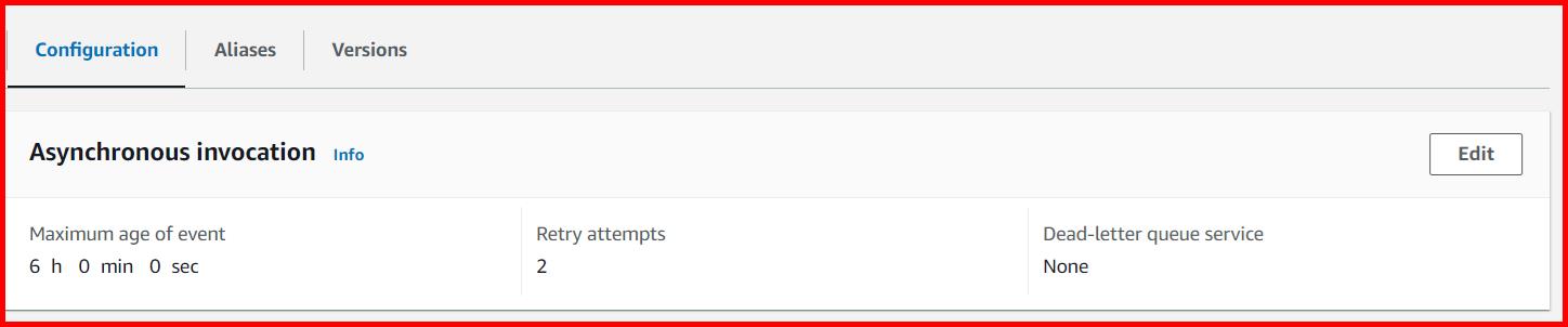 Picture showing the Edit button for editing the Asynchronous Invocation